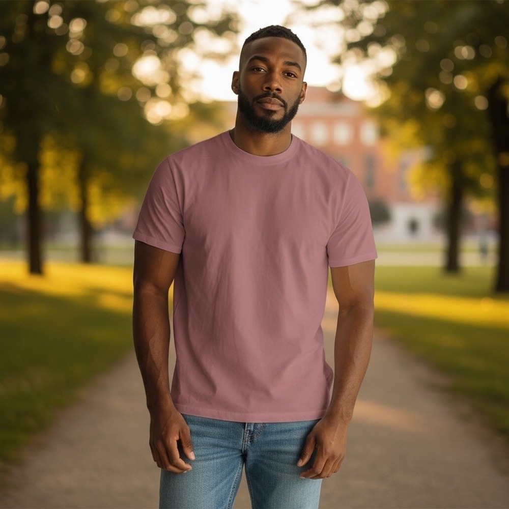 Men's Alternative T-Shirt Pink 100% Cotton Tee Size Large‎